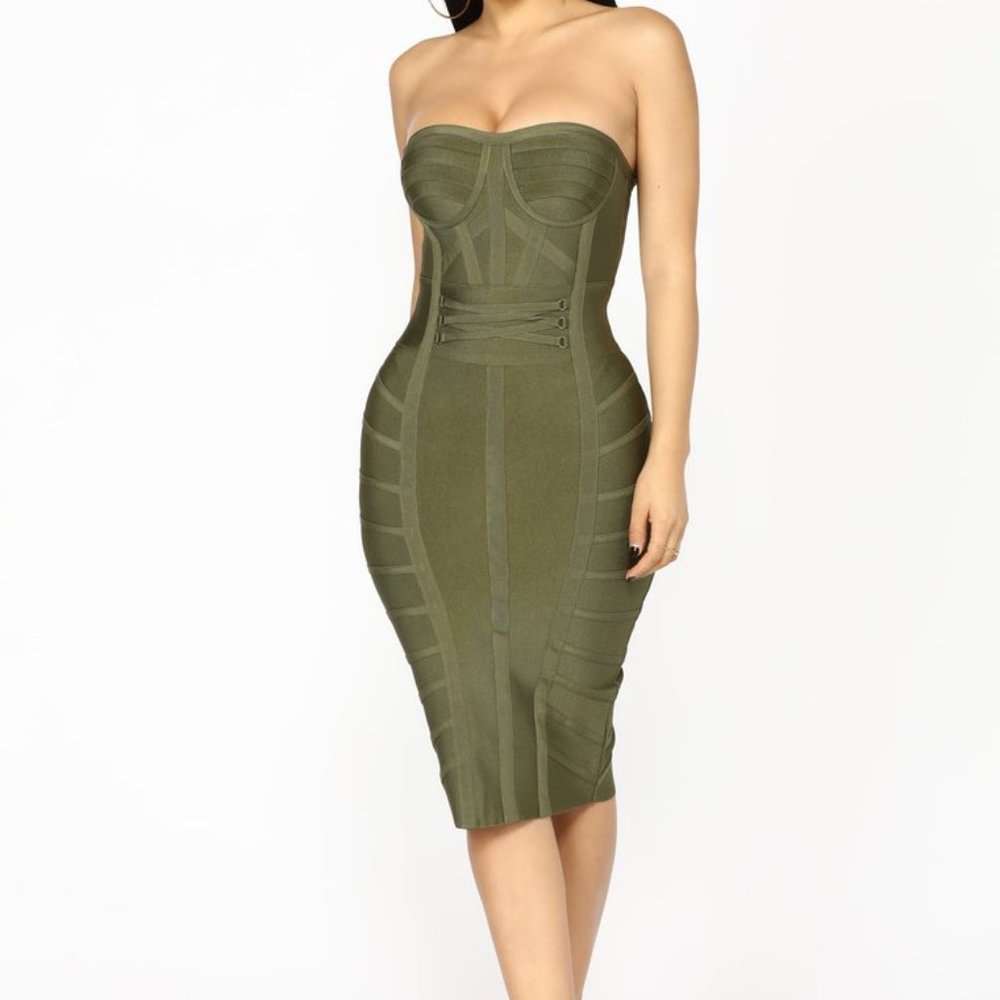 Olive Bandage Body con Dress